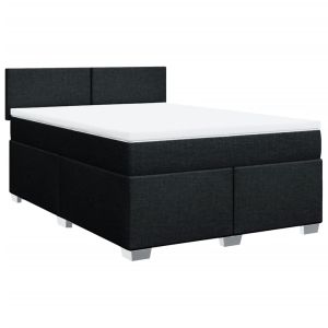 vidaXL cama box spring con colchón tela negro 140x190 cm