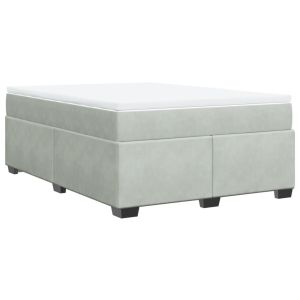 vidaXL cama box spring con colchón terciopelo gris claro 160x200 cm