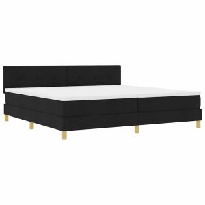 vidaXL cama box spring con colchón con colchón negro 200 x 200 cm tela