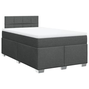 vidaXL cama box spring con colchón tela gris oscuro 120x190 cm