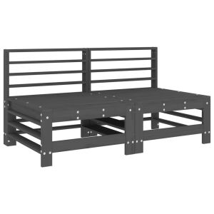 vidaXL sofás centrales de jardín 2 uds madera maciza de pino gris
