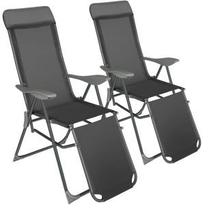 Set 2 cadeiras, dobráveis de alumínio e ajustável, antracite