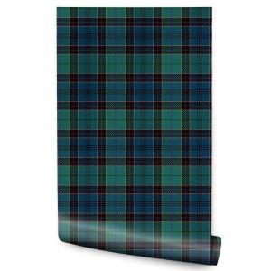 Papel de parede para sala de estar quadrillage scottish green moderna