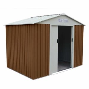 Abrigo de jardim em metal 181x261x198 cm (4,72 m²) cambridge castanho