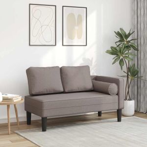 Chaise lounge com almofadões tecido cinzento-acastanhado wf211850