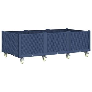 vidaXL floreira com rodas pp azul cinza 150x80x54 cm