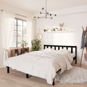 Cama casal 135x190 cm pinho maciço preto