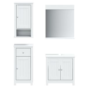 4 pcs conjunto de móveis para wc berg pinho maciço branco