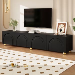 Móvel de tv com 4 portas preto 40x180x35cm