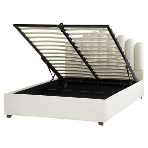 Sommier com arrumação vincennes veludo branco creme 160 x 200 cm