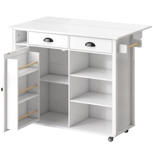 Ilha de cozinha 117,5x70x91 cm mdf color blanco Homcom, casa - cozinha