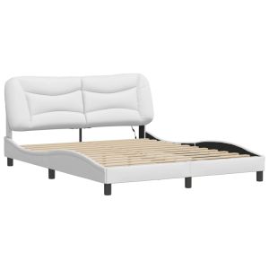 vidaXL estructura de cama con LED sin colchón hvar blanco 160x200 cm