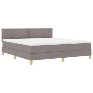 vidaXL cama box spring con colchón con colchón taupé 180 x 200 cm tela