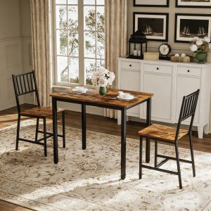 Mesa alta de jantar conjunto 2 bancos marrom preto 75x90x60cm