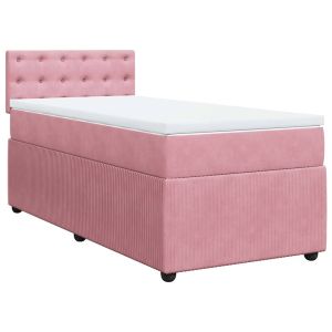 vidaXL cama box spring con colchón terciopelo rosa 80x200 cm