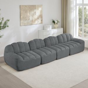 Sofá modular 4 lugares sem estrutura em tecido fleece granulado cinzento