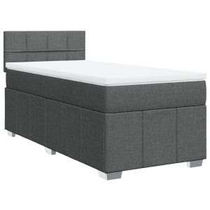 vidaXL cama box spring con colchón tela gris oscuro 90x190 cm