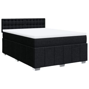 vidaXL cama box spring con colchón tela negro 140x200 cm