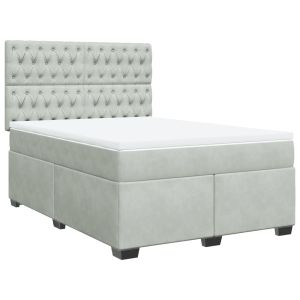 vidaXL cama box spring con colchón terciopelo gris claro 140x190 cm