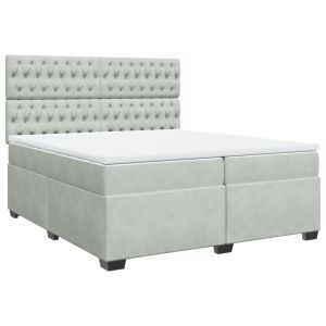 vidaXL cama box spring con colchón terciopelo gris claro 200x200 cm