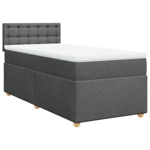 vidaXL cama box spring con colchón tela gris oscuro 80x200 cm