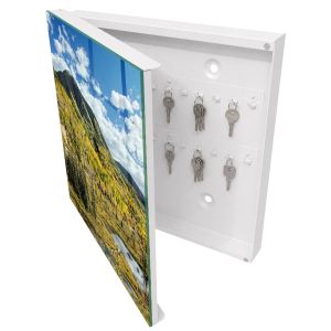 Caixa para chaves de vidro 30x30x5 paisagem de outono, abertura à esquerda