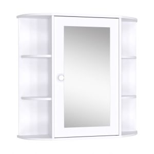 Armário com espelho mdf e vidro branco 66x17x63 cm