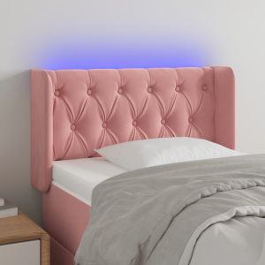 Cabeceira de cama c/ luzes LED veludo 83x16x78/88 cm rosa ptob7633