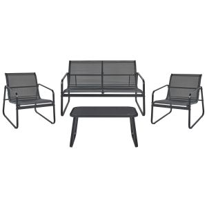 Conjunto de jardim com mesa 4 lugares barrea metal preto