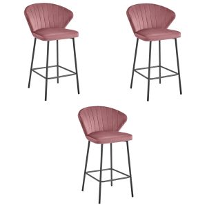 Valora banquetas gatta veludo rosa escuro cozinha x3