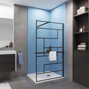 Painel duche+prateleira-100x200cm-serigrafia-barra 73-120cm-preta