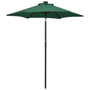 Guarda-sol de jardim com luzes LED 200x211 cm alumínio verde ergft6463