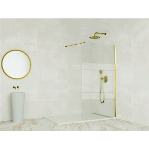 Divisória fixa de duche screen dourado decorado 96,5-98cm