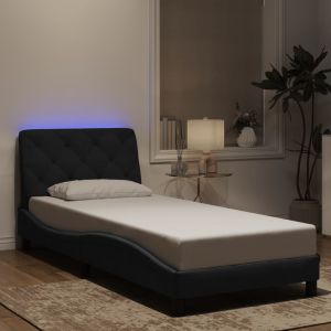 Cama c/ luzes LED 90x190 cm veludo preto yht6741