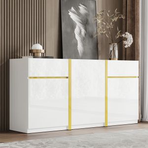 Aparador branco com 3 portas e 2 gavetas 78x160x40cm