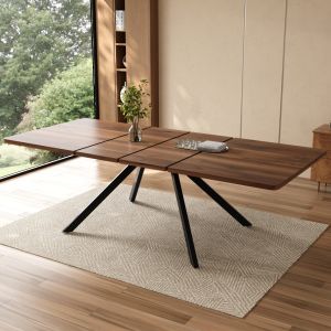 Mesa de jantar extensível walnut mdf 160x90cm