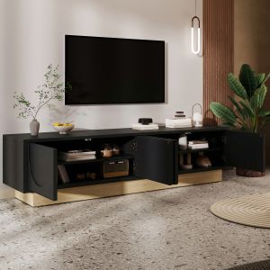Móvel de tv preto madeira 41,5x175x40cm com 4 portas