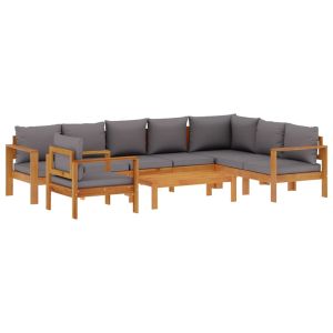 vidaXL set de sofás de jardín con cojines 6 pzas madera maciza acacia