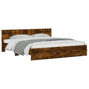 vidaXL estructura de cama con cabecero roble ahumado 180x200 cm