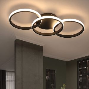 Nettlife moderna luz de teto LED preta redonda com branco quente 36w