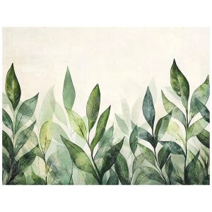 Papel de parede com folhas verdes 250x175 xxl fotomurais para quarto