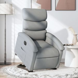 Poltrona reclinável elevatória elétrica tecido cinzento-claro ewg1794