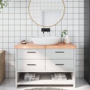 Bancada p/ wc 120x60x(2-6) cm madeira maciça tratada castanho ergft5685