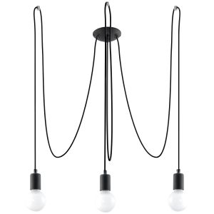 Candelabro edison 3 preto tecido/aço 300x150x300cm