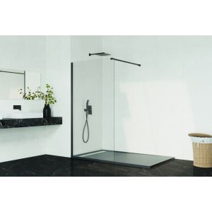 Divisória fixa de duche screen preto transparente 96,5-98cm