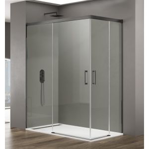 Divisória angular basic transparente cinza titânio 110x70 cm