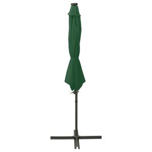 Guarda-sol jardim cantilever c/ poste e luzes LED 300 cm verde wgo3268