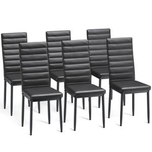 Cadeira escandinava - pu preto - metal - conjunto de 6 - 96 cm