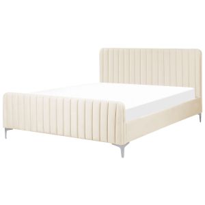 Cama veludo lunan 160 x 200 cm creme claro
