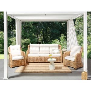 Conjunto de sofás de jardim 5 lugares alessano rattan natural
